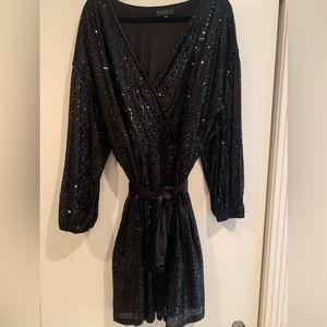 Eloquii Sequin Belted Wrap Dress Size 22 Black